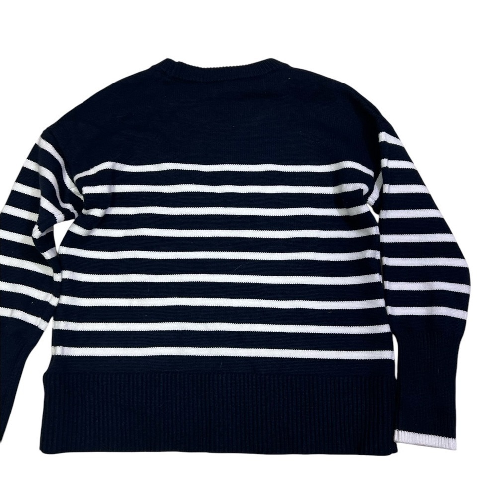 Philosophy Sweater Small Navy Blue White Stripe Tennis Sweater Soft New $88 - Picture 4 of 7